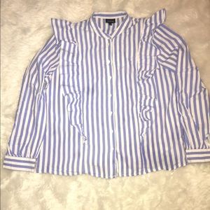 Who What Wear Ruffled Long Sleeve Button Up Large